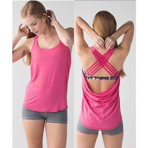 Lululemon Wild Tank Heathered Bon Bon/So Fly Butterfly Angel Wing/Bon Bon Sz 10